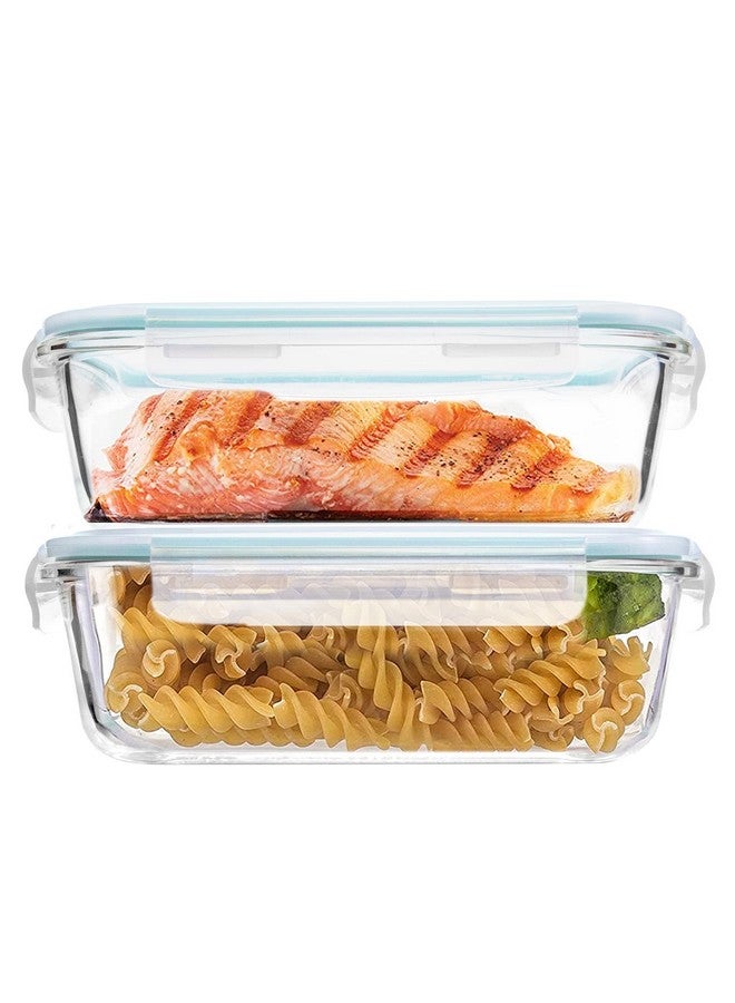 Luvan 60oz Large Glass Food Storage Containers with Lids,Glass Meal Prep Containers/Bento Boxes/Lunch Containers,BPA Free & Leak-Proof for Microwave,Oven,Freezer and Dishwasher Safe(2Pcs) - Image 1