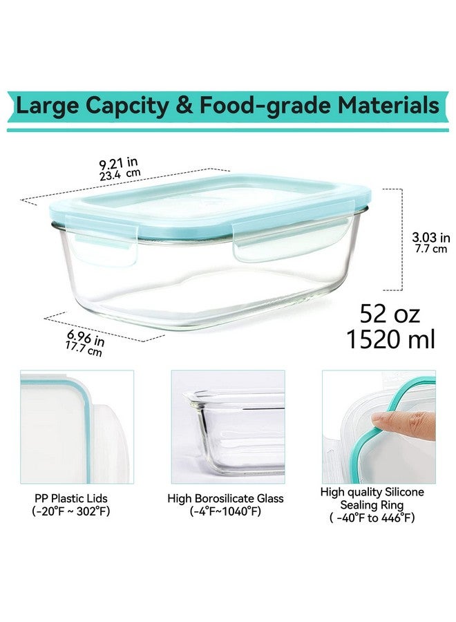 Luvan 60oz Large Glass Food Storage Containers with Lids,Glass Meal Prep Containers/Bento Boxes/Lunch Containers,BPA Free & Leak-Proof for Microwave,Oven,Freezer and Dishwasher Safe(2Pcs) - Image 3