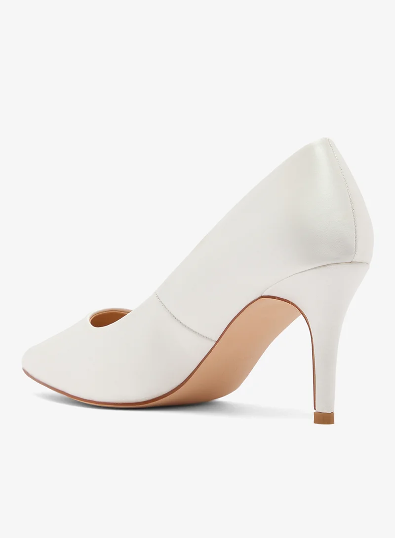 Truffle Ivory satin Classic Mid Heel Pumps for Women | Best Price UAE