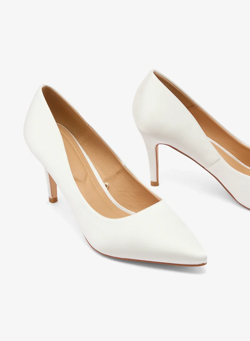 Truffle Ivory satin Classic Mid Heel Pumps for Women | Best Price UAE