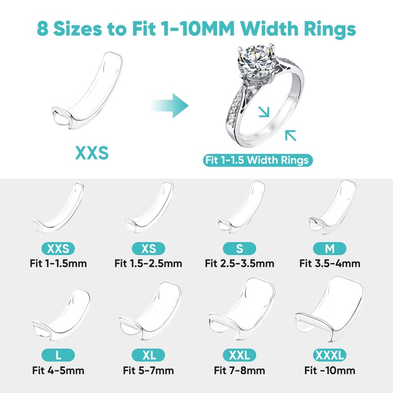 Feramox Invisible Ring Size Adjuster for Loose Rings Ring Adjuster Fit Any Rings, Assorted Sizes of Ring Sizer (14pcs) - Image 3