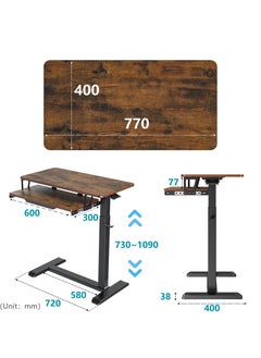 Fydeamer Fydeamer Overbed Table with Wheels, Upgrade Medical Table with Drawer, Hospital Bed Table, Workstation Table, Adjustable Overbed Bedside Rolling Laptop Table Wood  - Image 2