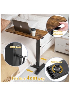 Fydeamer Fydeamer Overbed Table with Wheels, Upgrade Medical Table with Drawer, Hospital Bed Table, Workstation Table, Adjustable Overbed Bedside Rolling Laptop Table Wood  - Image 3