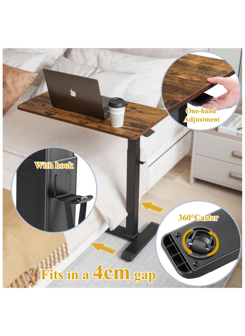 Fydeamer - Fydeamer Overbed Table with Wheels, Upgrade Medical Table with Drawer, Hospital Bed Table, Workstation Table, Adjustable Overbed Bedside Rolling Laptop Table Wood - Image 1