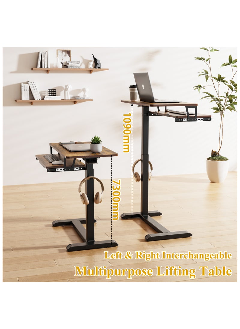 Fydeamer - Fydeamer Overbed Table with Wheels, Upgrade Medical Table with Drawer, Hospital Bed Table, Workstation Table, Adjustable Overbed Bedside Rolling Laptop Table Wood - Image 1