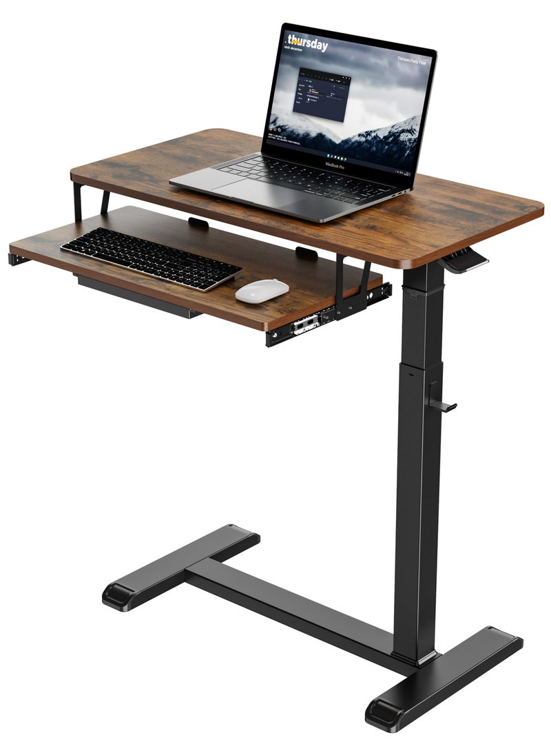 Fydeamer - Fydeamer Overbed Table with Wheels, Upgrade Medical Table with Drawer, Hospital Bed Table, Workstation Table, Adjustable Overbed Bedside Rolling Laptop Table Wood - Image 1
