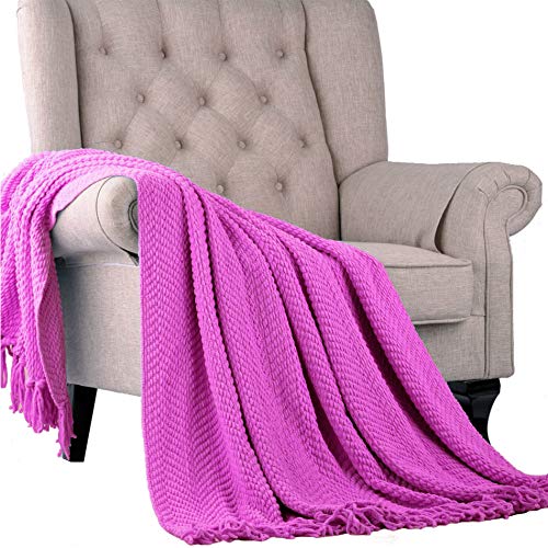 Home Soft Things Purple Throw Blanket Knitted Tweed Throw 50'' x 60'', Violet, Super Soft Cozy Warm Comfortable Breathable Throw for Living Room Chair Couch Bed Sofa Bedroom Home Décor - Image 4