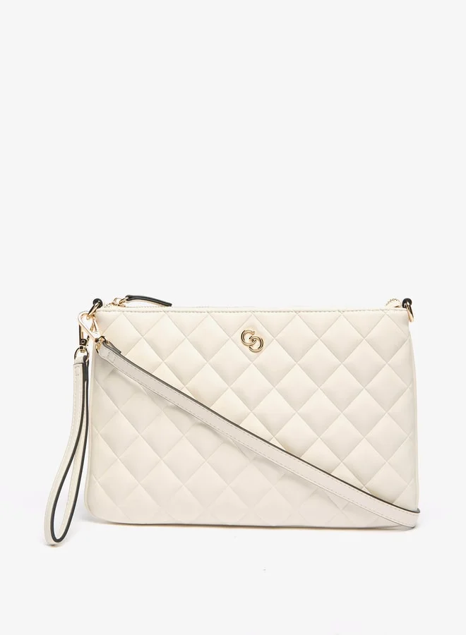 Celeste Women's Quilted Clutch with Detachable Strap and Zip Closure