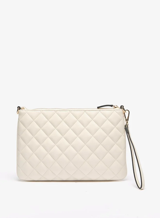 Celeste Women's Quilted Clutch with Detachable Strap and Zip Closure