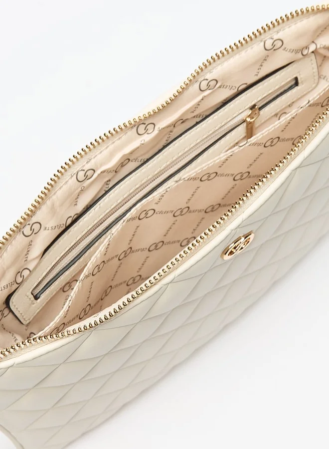 Celeste Women's Quilted Clutch with Detachable Strap and Zip Closure