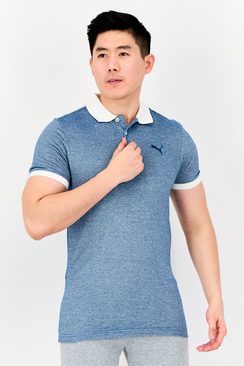 PUMA Men Sportswear Fit Short Sleeve Outdoor Polo Shirt, Heather Blue - Image 1