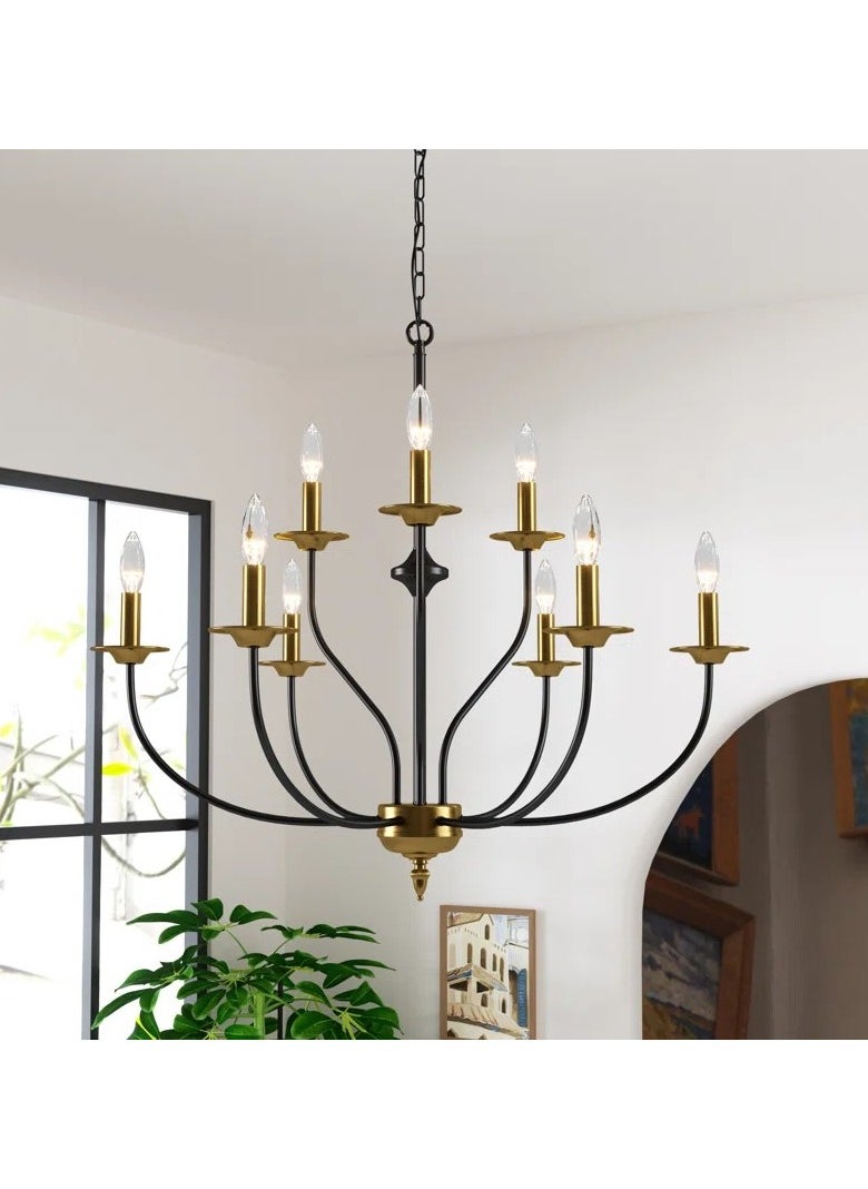 GEADI Mid Century Sputnik Chandelier Modern Ceiling Lighting 9 Lights Adjustable Industrial Mount Pendant Light Fixture For Kitchen Living Dining Room Bedroom Foyer  - Image 2