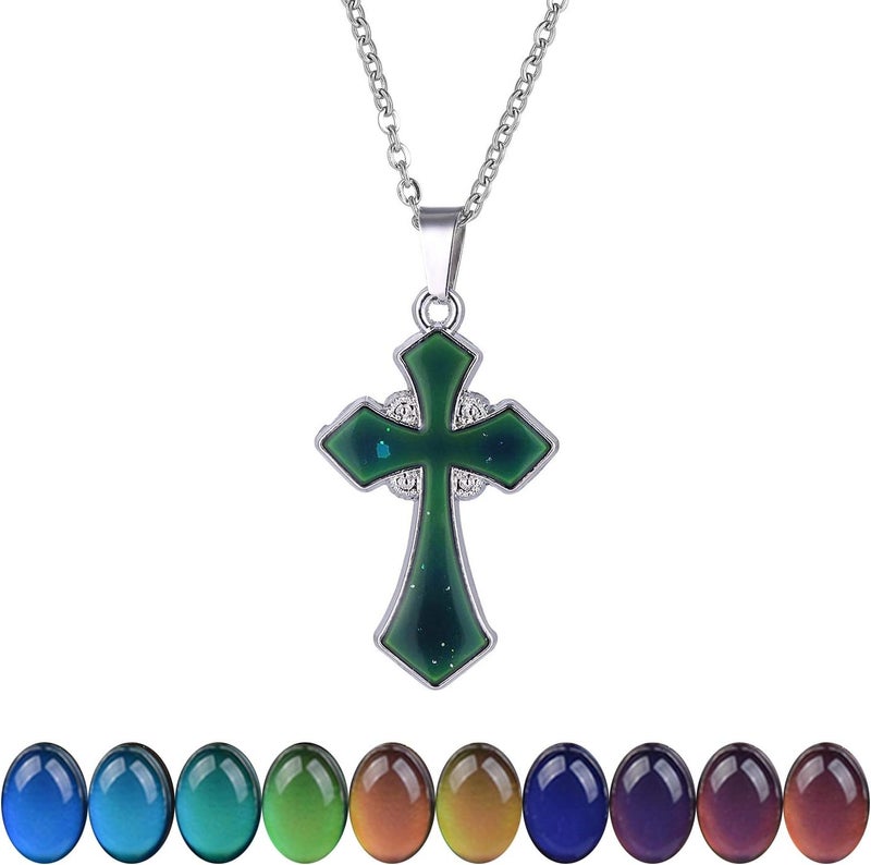 FM FM42 Temperature Sensing Color Changing Pendant Necklace with 19.29" Stainless Steel Rolo Chain - Image 1