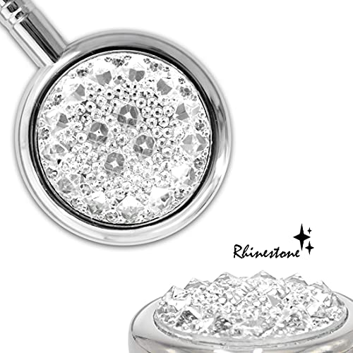 TANOSII Purse Hook Mental Clutch Holder Handbag Rhinestone Hanger for Table Desk Reverse White 2 Packs - Image 2