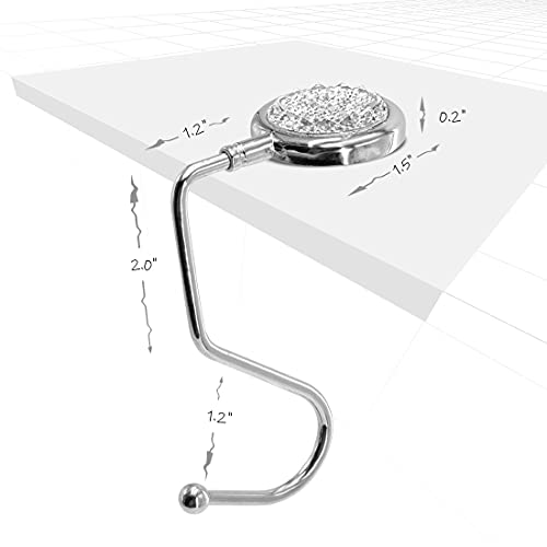 TANOSII Purse Hook Mental Clutch Holder Handbag Rhinestone Hanger for Table Desk Reverse White 2 Packs - Image 5