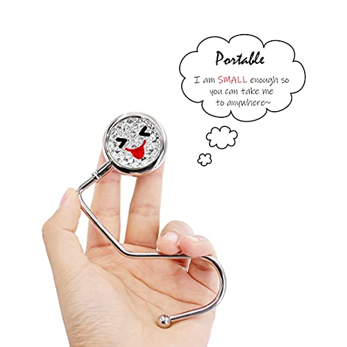 TANOSII Purse Hook Mental Clutch Holder Handbag Rhinestone Hanger for Table Desk Reverse White 2 Packs - Image 3