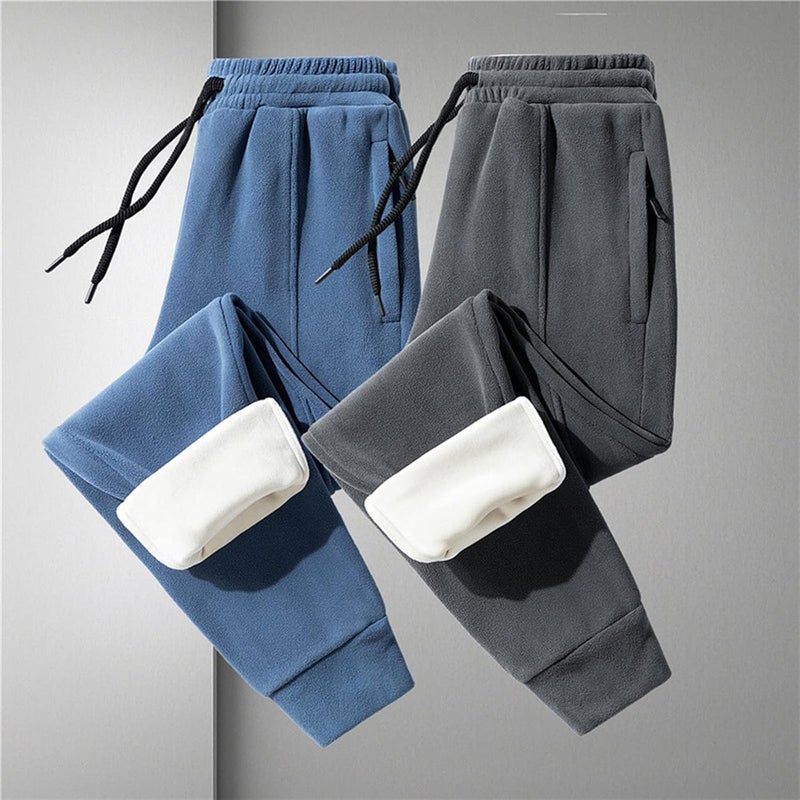 woobles Men's Casual Cotton Pajama Yoga Pants Warm Sweatpants Fleece Sherpa Lined Winter Jogger Pants 4X-Large 006-blue - Image 5