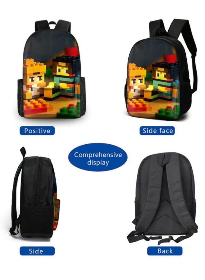 Cartoon three-piece schoolbag with front pocket - 454  - Image 3