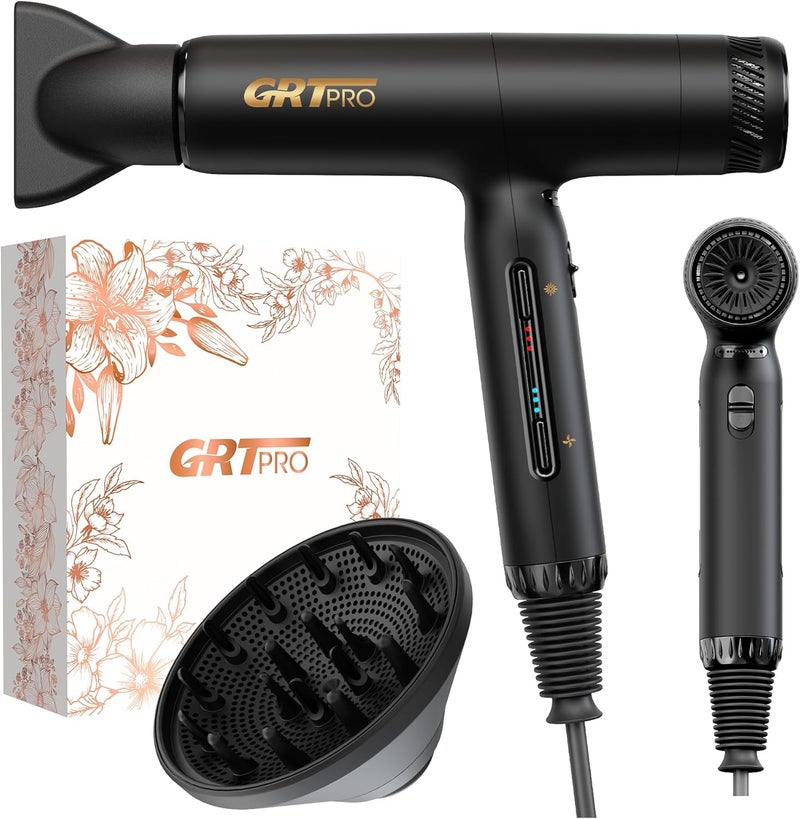 Professional Ionic Hair Dryer Travel Hairdryer 2200W,110,000 RPM High Speed EC Motor,320g Lightweight Hairdryer,200 Million Ionic Blow Dryer with 1 Diffuser & 1 Nozzle Accessories - Image 1