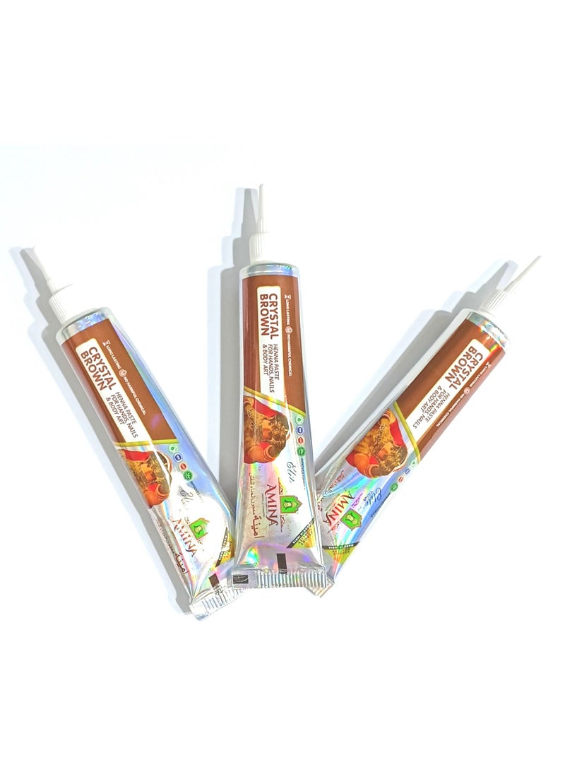 Amina Organic Henna Instant Tattoo Henna Mehendi Tube cone Nail Henna Tube  Brown 3 Pieces X 30 Gm  - Image 2