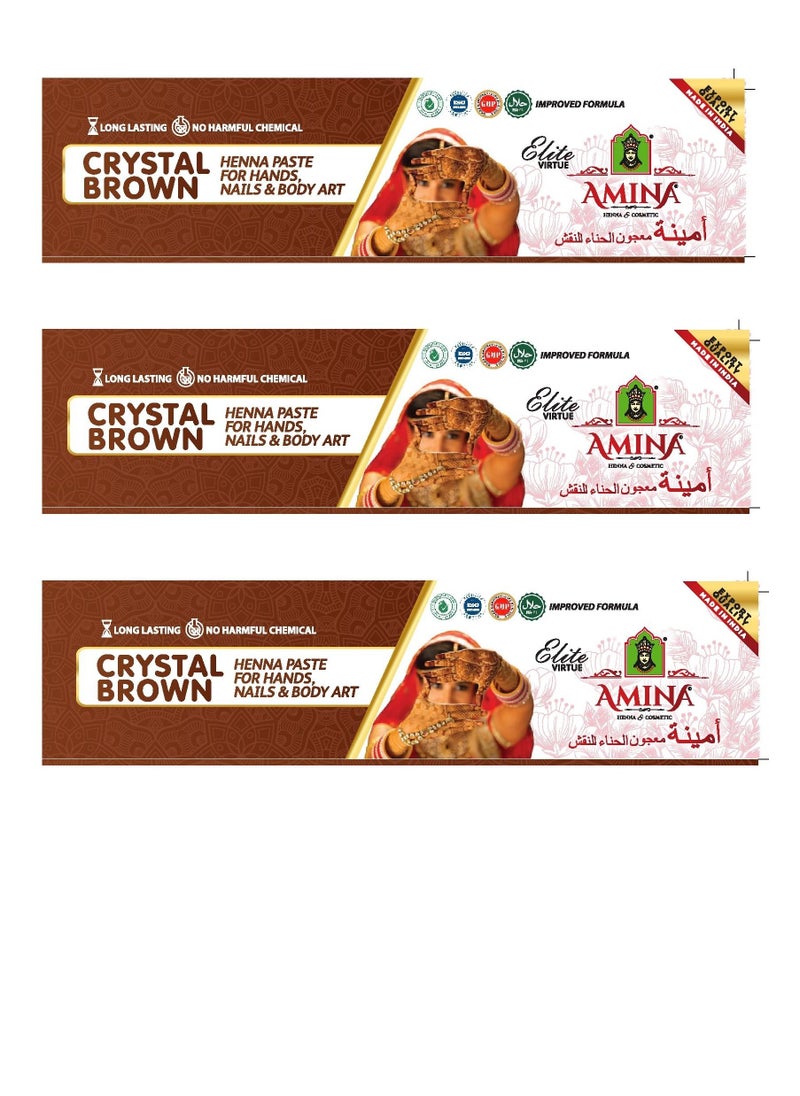 Amina Organic Henna Instant Tattoo Henna Mehendi Tube cone Nail Henna Tube  Brown 3 Pieces X 30 Gm  - Image 4
