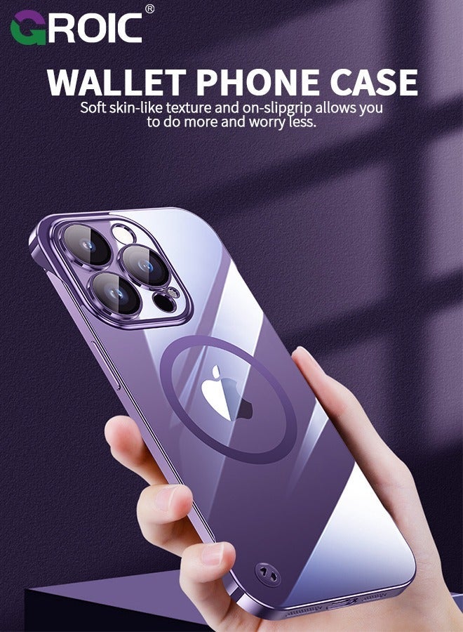 GROIC Compatible with iPhone 15 Pro Case, 6.1'' Phone Shell MagSafe, Clear Magnetic Plated Slim Thin Shockproof Electroplated Bumper Protective Cover Screen Protection Film - Image 3