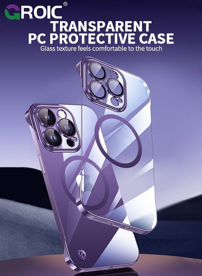 GROIC Compatible with iPhone 15 Pro Case, 6.1'' Phone Shell MagSafe, Clear Magnetic Plated Slim Thin Shockproof Electroplated Bumper Protective Cover Screen Protection Film - Image 2