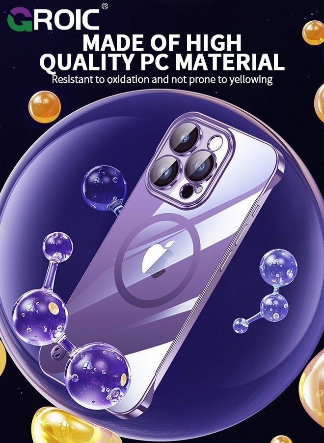 GROIC Compatible with iPhone 15 Pro Case, 6.1'' Phone Shell MagSafe, Clear Magnetic Plated Slim Thin Shockproof Electroplated Bumper Protective Cover Screen Protection Film - Image 5