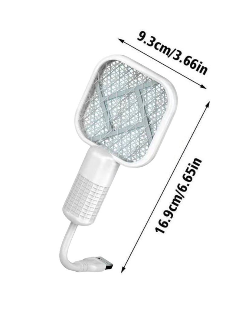 ممون مضرب البعوض الكهربائي الصغير 2 في 1 ومصباح مصيدة البعوض، قاتل البعوض الصغير (أبيض) - Image 4