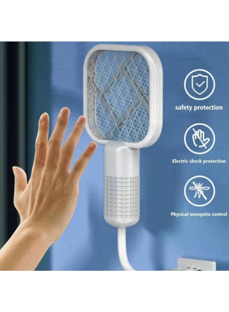 ممون مضرب البعوض الكهربائي الصغير 2 في 1 ومصباح مصيدة البعوض، قاتل البعوض الصغير (أبيض) - Image 3