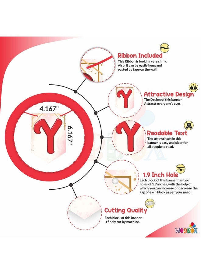 ووبوكس لافتة WOBBOX Annaprashan Bunting "Annaprashan Ceremony" لون أحمر ووردي فاتح، عنصر تزيين Annaprashan - Image 3