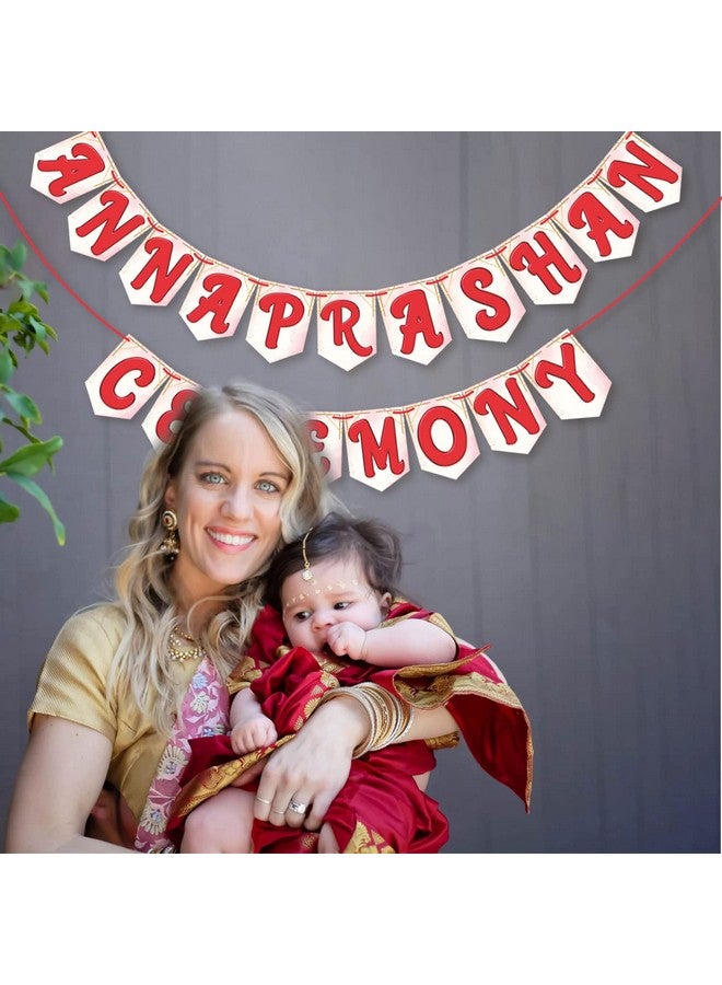 ووبوكس لافتة WOBBOX Annaprashan Bunting "Annaprashan Ceremony" لون أحمر ووردي فاتح، عنصر تزيين Annaprashan - Image 5