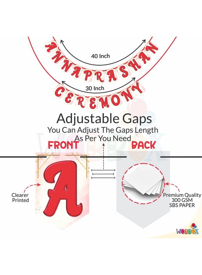 ووبوكس لافتة WOBBOX Annaprashan Bunting "Annaprashan Ceremony" لون أحمر ووردي فاتح، عنصر تزيين Annaprashan - Image 2