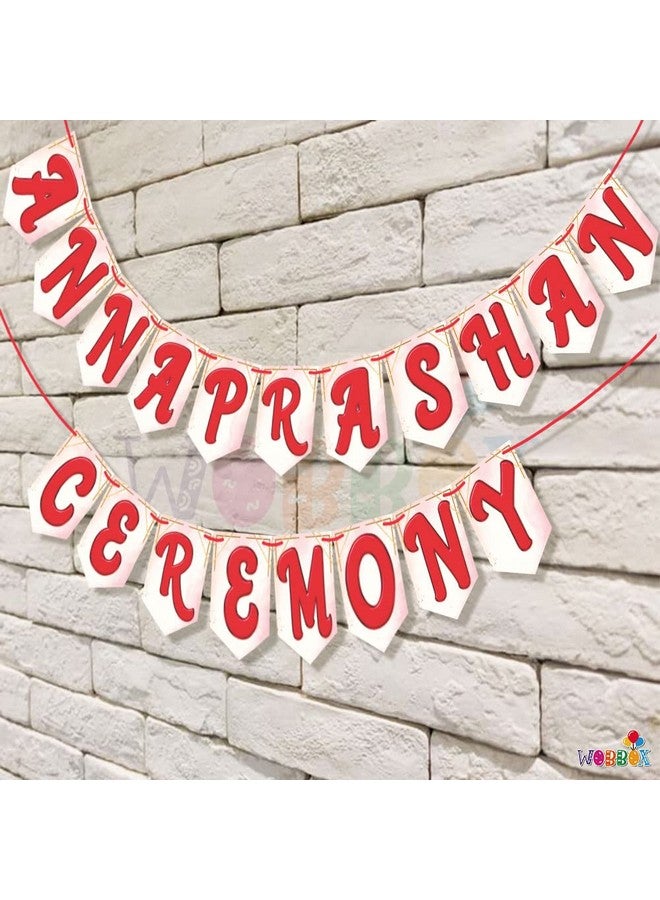 ووبوكس لافتة WOBBOX Annaprashan Bunting "Annaprashan Ceremony" لون أحمر ووردي فاتح، عنصر تزيين Annaprashan - Image 4