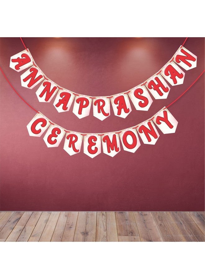 ووبوكس لافتة WOBBOX Annaprashan Bunting "Annaprashan Ceremony" لون أحمر ووردي فاتح، عنصر تزيين Annaprashan - Image 1