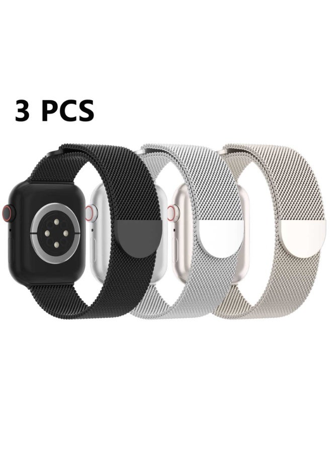 نيكور لساعة Apple Watch Series 10 (مقاس 46 مم)؛ متوافق مع أحزمة Apple Watch بمقاسات 49 مم و45 مم و44 مم و42 مم؛ سوار بديل من الفولاذ المقاوم للصدأ (الستانلس ستيل) لساعات Apple Watch Series 9 و8 و7 و6 و5 و4 و3 وUltra 2 وUltra (الألوان: الأسود، والفضي، وStarlight). - Image 1