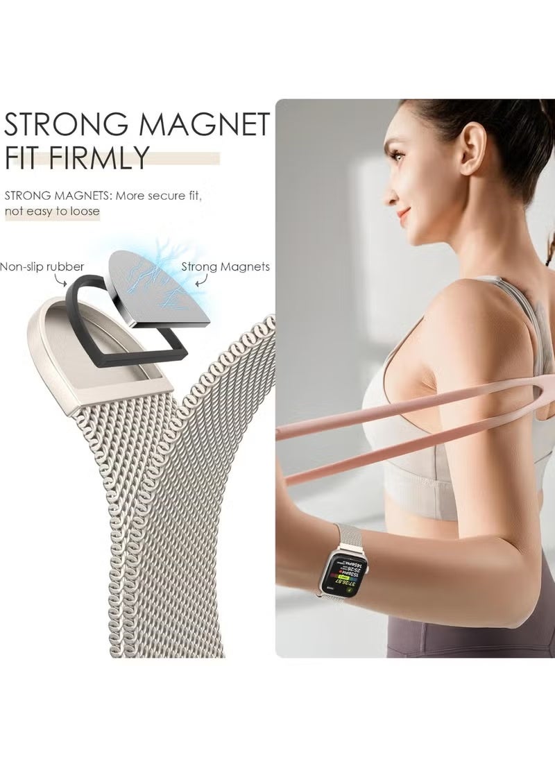 نيكور لساعة Apple Watch Series 10 (مقاس 46 مم)؛ متوافق مع أحزمة Apple Watch بمقاسات 49 مم و45 مم و44 مم و42 مم؛ سوار بديل من الفولاذ المقاوم للصدأ (الستانلس ستيل) لساعات Apple Watch Series 9 و8 و7 و6 و5 و4 و3 وUltra 2 وUltra (الألوان: الأسود، والفضي، وStarlight). - Image 4
