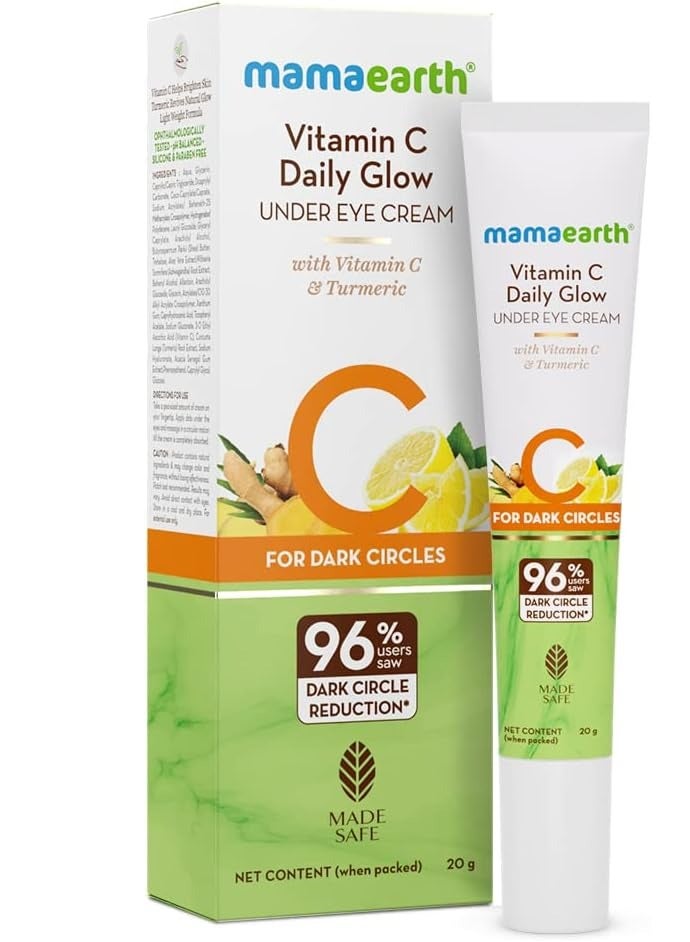 Mamaearth Vitamin C Daily Glow Under Eye Cream with Vitamin C & Turmeric for Dark Circle Reduction | Ophthalmologically Tested & Made Safe Certified - 20 g - Image 1