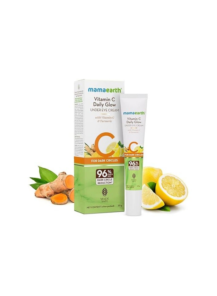 Mamaearth Vitamin C Daily Glow Under Eye Cream with Vitamin C & Turmeric for Dark Circle Reduction | Ophthalmologically Tested & Made Safe Certified - 20 g - Image 2