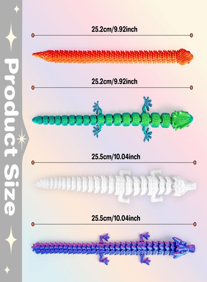 3Dgenius 3D Printed Animals 3D Printed Toys Articulated Large 3D Printed Animal Figurines Fidget Toys with Snake, Dragon, Crocodile & Gecko, Perfect for Home Décor & Gift, 4Pack - Image 2