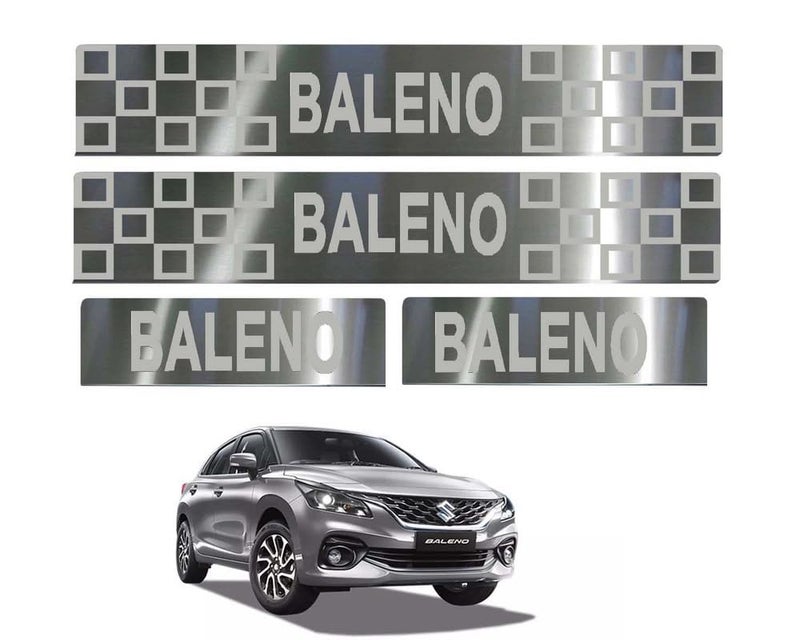 Auto E-Shopping Door Guard Steel Foot Step Sill Car Door Guard Scuff Plate Compatible for Baleno with Adhesive Tape 4 Piece - Image 1