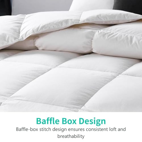 APSMILE Fluffy Heavyweight Down Feather Fibers Comforter King Size, Thick Duvet Insert for Winter Climates/Cold Sleepers -Ultra Soft 100% Organic Cotton Cover, Luxury Duvet Insert(White, 106x90) - Image 4