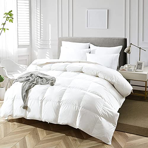 APSMILE Fluffy Heavyweight Down Feather Fibers Comforter King Size, Thick Duvet Insert for Winter Climates/Cold Sleepers -Ultra Soft 100% Organic Cotton Cover, Luxury Duvet Insert(White, 106x90) - Image 2