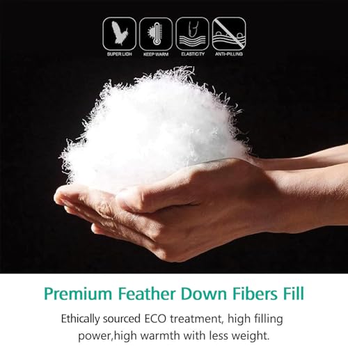 APSMILE Fluffy Heavyweight Down Feather Fibers Comforter King Size, Thick Duvet Insert for Winter Climates/Cold Sleepers -Ultra Soft 100% Organic Cotton Cover, Luxury Duvet Insert(White, 106x90) - Image 5