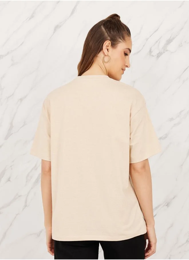 Styli Oversized Graphic Print Longline T-shirt