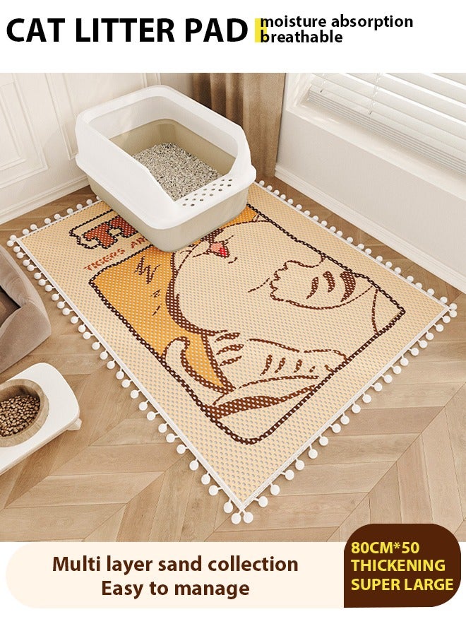 Generic Cat Litter Mat , Cat litter pad Trapping for Litter Box, cat litter pad anti slip foldable pet pad prevents cat litter from being taken out Cat waste, No-Slip & Large, Urine & Waterproof, Cat litter box splash guard pad Thickened moisture absorption and breathability,No Phthalate, Washable Easy Clean (50*80CM) ﻿  - Image 1