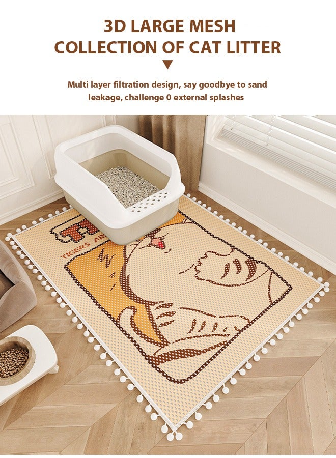 Generic Cat Litter Mat , Cat litter pad Trapping for Litter Box, cat litter pad anti slip foldable pet pad prevents cat litter from being taken out Cat waste, No-Slip & Large, Urine & Waterproof, Cat litter box splash guard pad Thickened moisture absorption and breathability,No Phthalate, Washable Easy Clean (50*80CM) ﻿  - Image 4