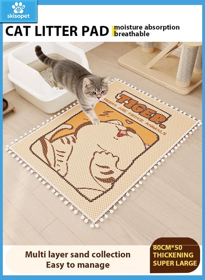شيزوبيت حصيرة فضلات القطط الأليفة، وسادة فضلات القطط لصندوق الفضلات، وسادة فضلات القطط مضادة للانزلاق وقابلة للطي تمنع فضلات القطط من إخراج فضلات القطط، غير قابلة للانزلاق وكبيرة الحجم، مقاومة للماء والبول، وسادة سميكة لامتصاص الرطوبة والتهوية، خالية من الفثالات، حجم كبير قابل للطي وقابل للغسل وسهل التنظيف حصيرة قطط حصيره فضلات سجادة قطط سجاده فضلات قطط مستازمات قطط (50 × 80 سم) - Image 1