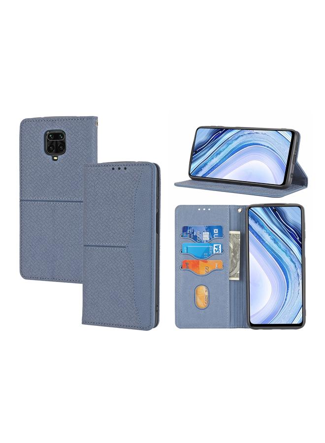 Case For Xiaomi Redmi Note 9 Pro Max Woven Texture Stitching Magnetic Horizontal Flip PU Leather Case with Holder & Card Slots & Wallet & Lanyard