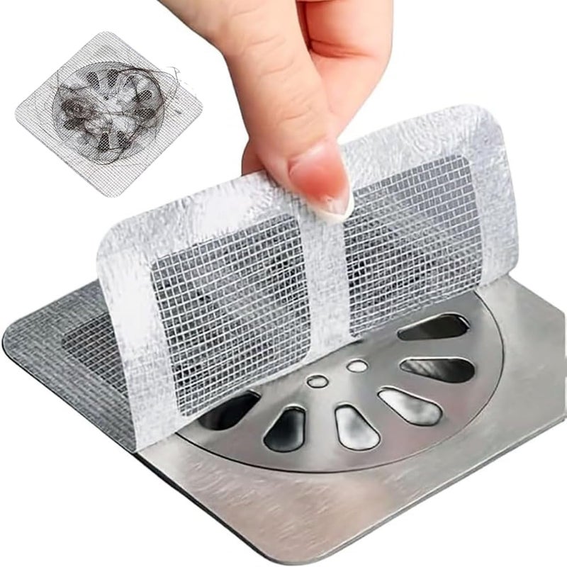 WangCai 20 Pcs Disposable Shower Drain Hair Catcher Mesh Stickers, Bathroom Drain Trap Fine Mesh Kitchen Drain Strainer, Fits Dishwasher, Microwave, Freezer, Refrigerator - Image 1
